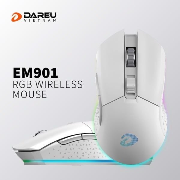 Chuột DareU EM901 RGB Wireless White