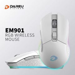 Chuột DareU EM901 RGB Wireless White