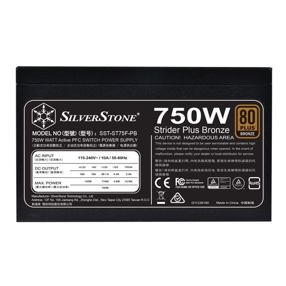 Nguồn máy tính SilverStone ST75F -PB 750W 80 Plus Bronze  Full Modular