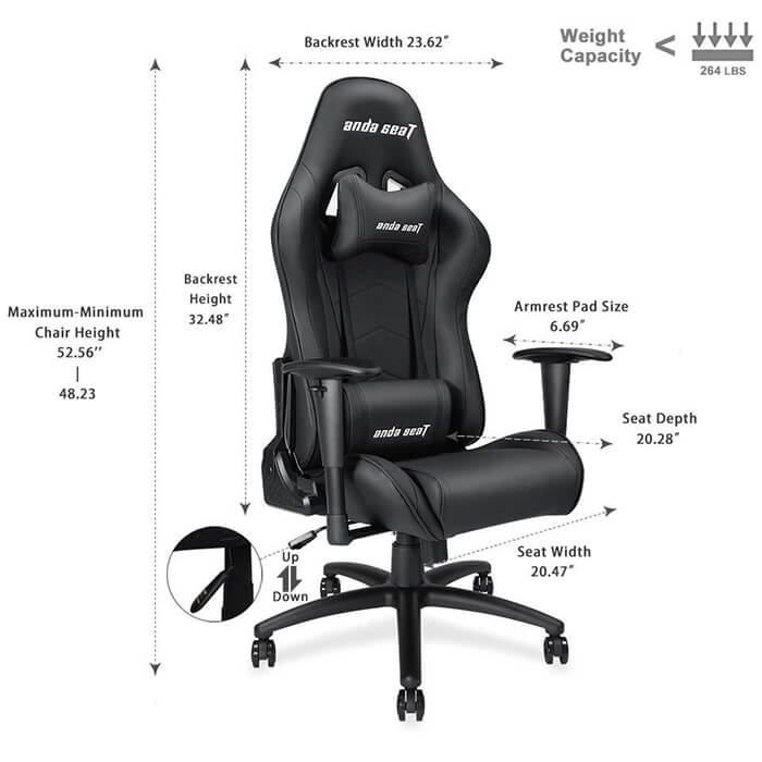 Anda Seat Axe Black – Full PU Leather 4D Armrest Gaming Chair