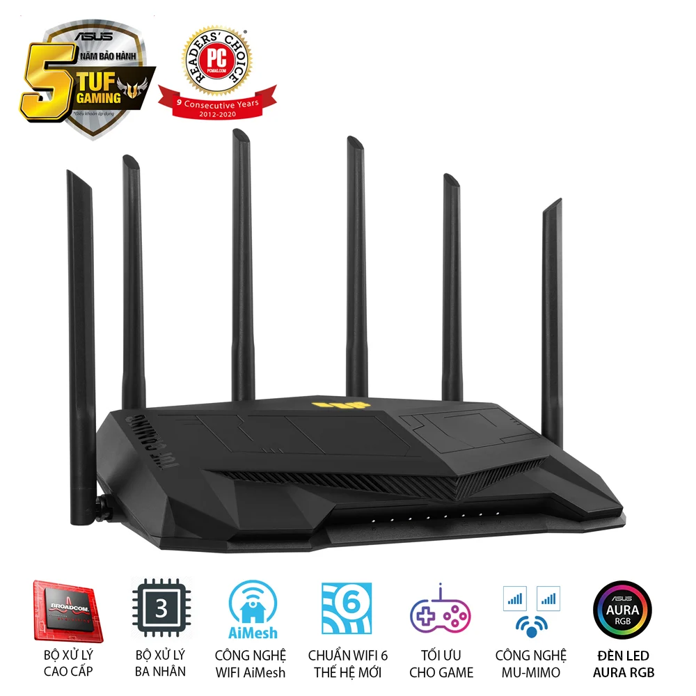 Bộ định tuyến WiFi 6 Asus TUF Gaming AX5400 chuẩn AX5400