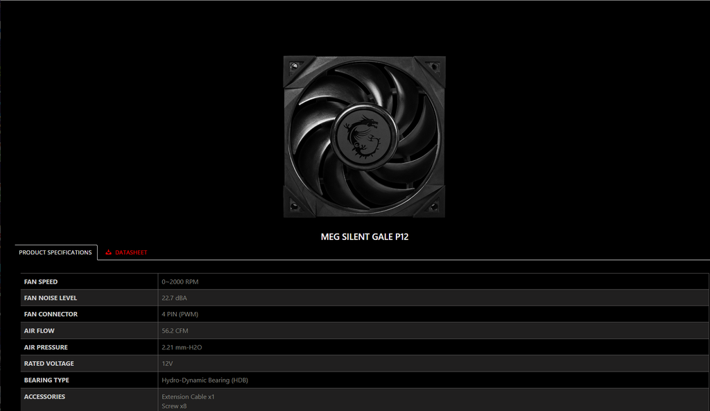 Quạt tản nhiệt MSI SILENT GALE  P12 ( Không led )