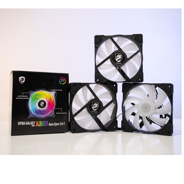 Fan Case Vitra Galaxy 3 in 1 A-RGB Aura Sync  Black ( 3 Fan Pack / Kèm điều khiển)