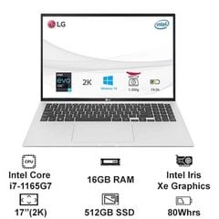 Laptop LG Gram 2021 17Z90P-G.AH76A5 (Core i7-1165G7 | 16GB | 512GB | Intel Iris Xe | 17.0 inch WQXGA | Win 10 | Grey)