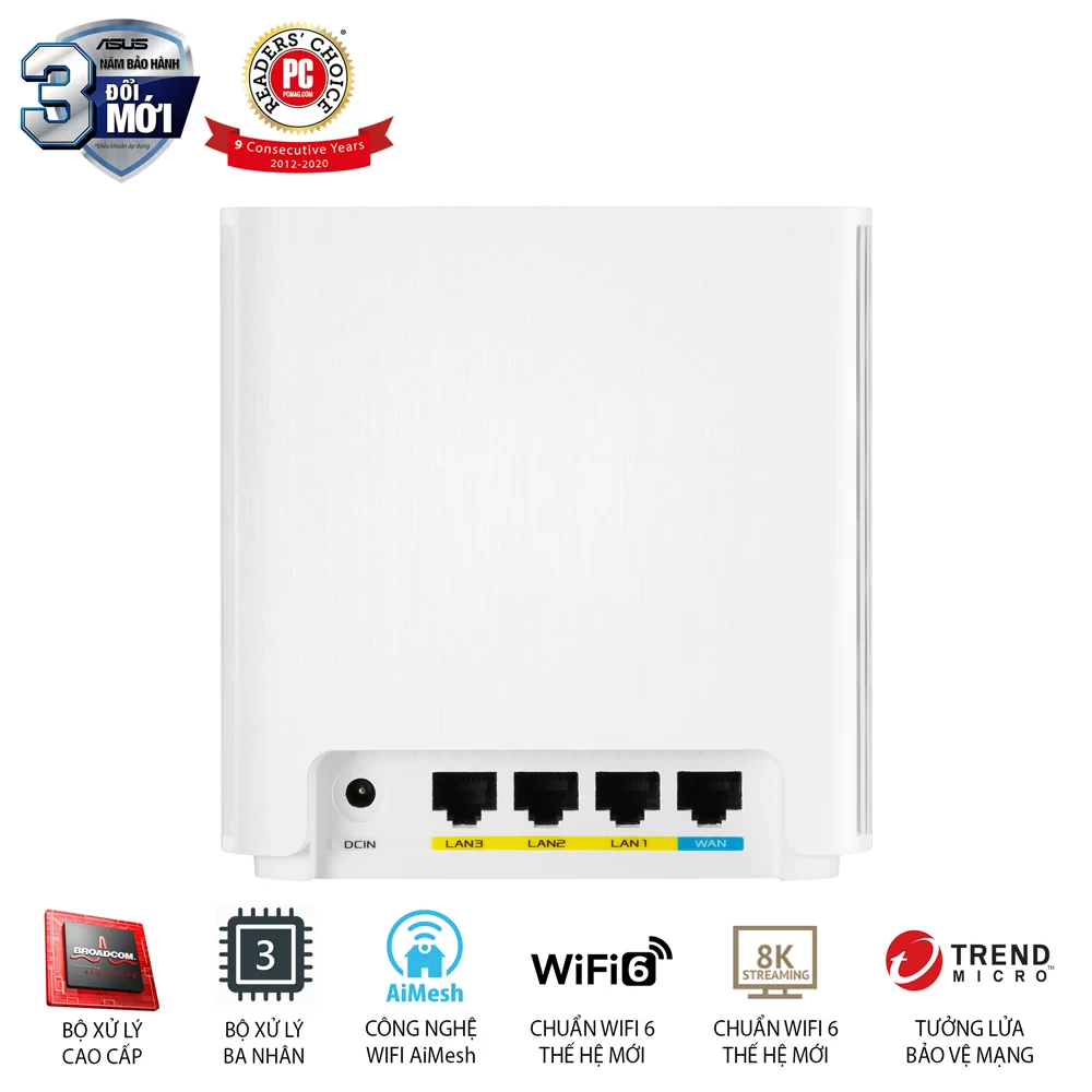Bộ định tuyến MESH WiFi 6 Asus ZenWiFi XD6 (W-2-PK) chuẩn AX5400