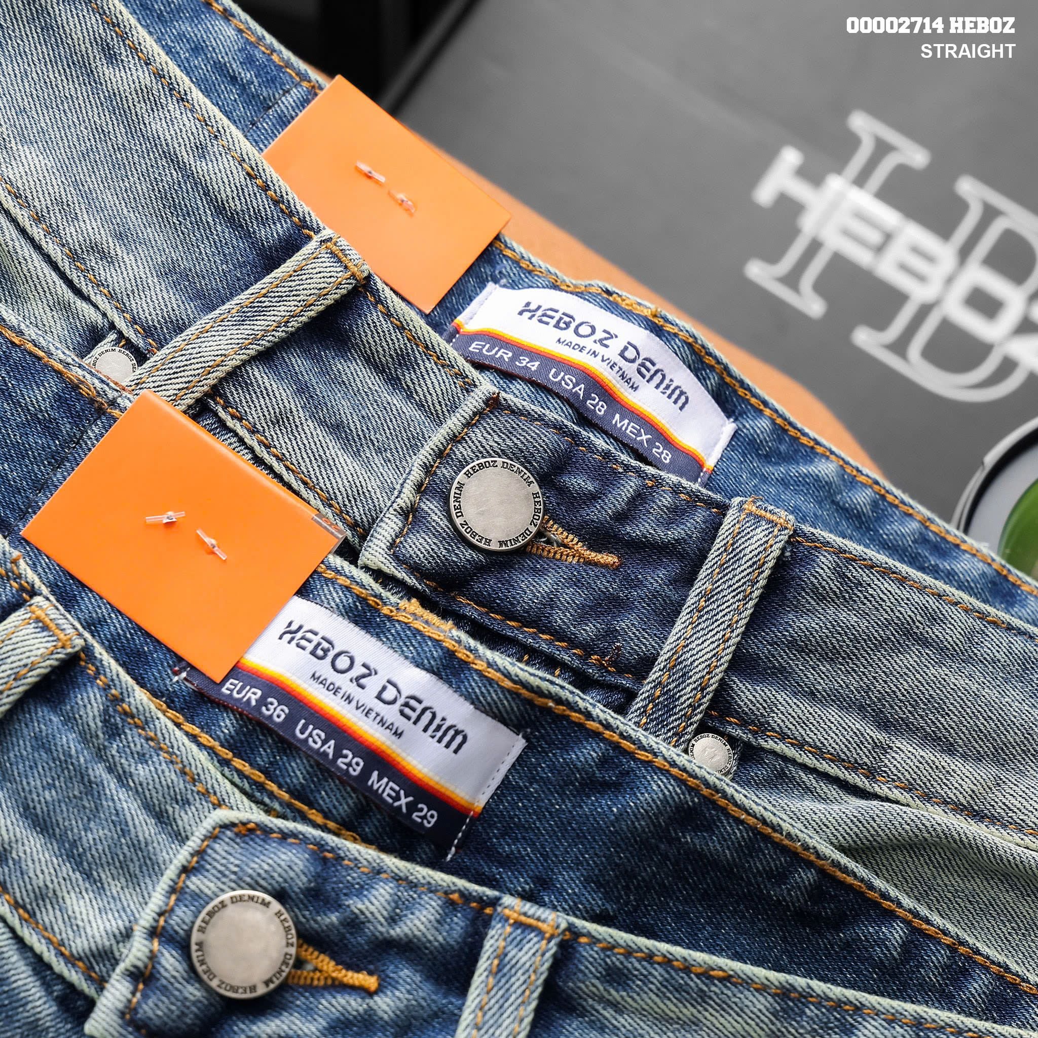  Quần jean nam Heboz dáng suông rách D028 - 00002714 