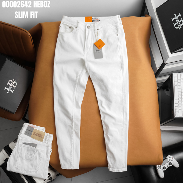  Quần jean nam Heboz dáng slim trắng D014 - 00002642 