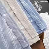  Áo sơ mi nam Heboz cổ trụ ox stripped 3M - 00002573 