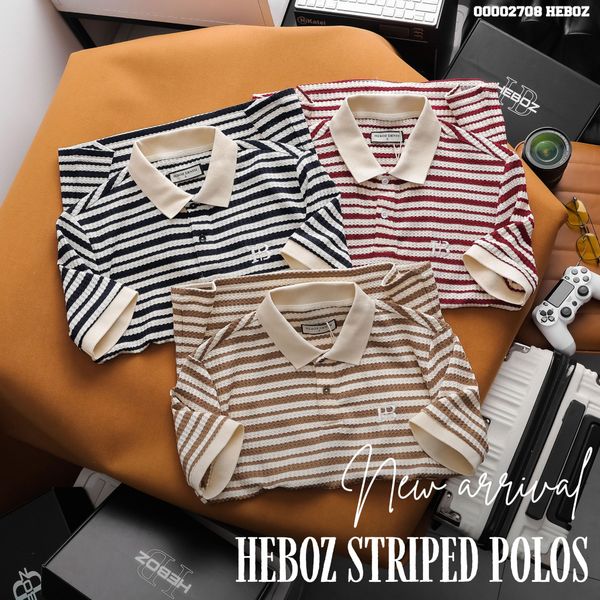  Áo polo nam Heboz cotton stripped 3M - 00002708 