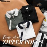  Áo polo nam Heboz dây kéo vải dệt 3M - 00002681 