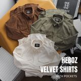 Áo sơ mi nam Heboz vải nhung 2 túi 3M - 00002264 
