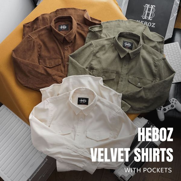  Áo sơ mi nam Heboz vải nhung 2 túi 3M - 00002264 