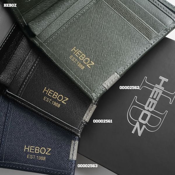  Ví da nam Heboz sọc đứng RÊU - 00002562 