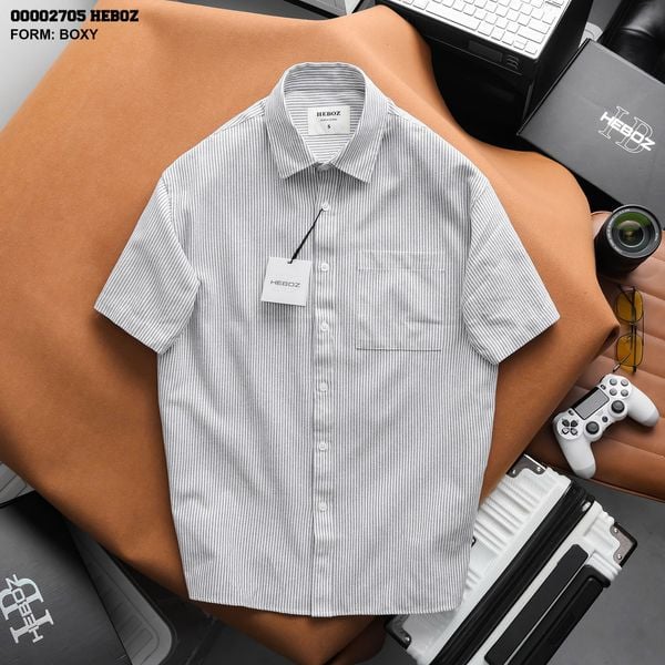  Áo sơ mi nam Heboz NT oxford boxy 4M - 00002705 