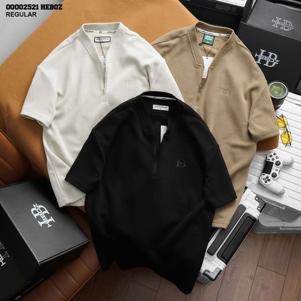  Áo thun nam Heboz cổ kiểu zip 2M - 00002521 