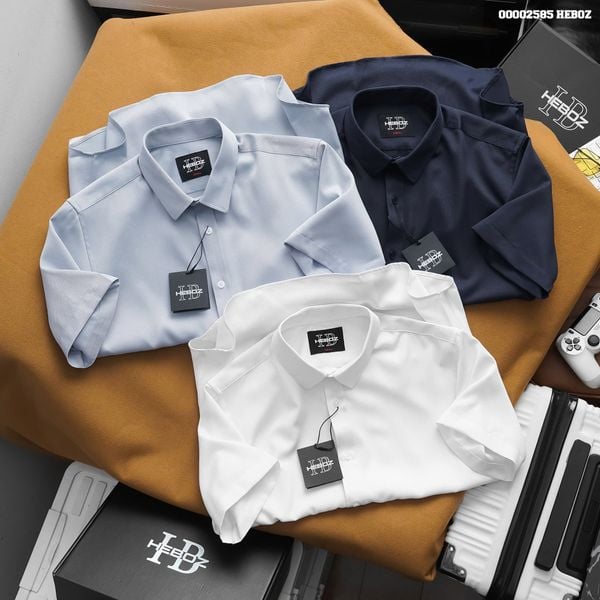  Áo sơ mi nam Heboz ngắn tay Gân chéo 3M - 00002585 