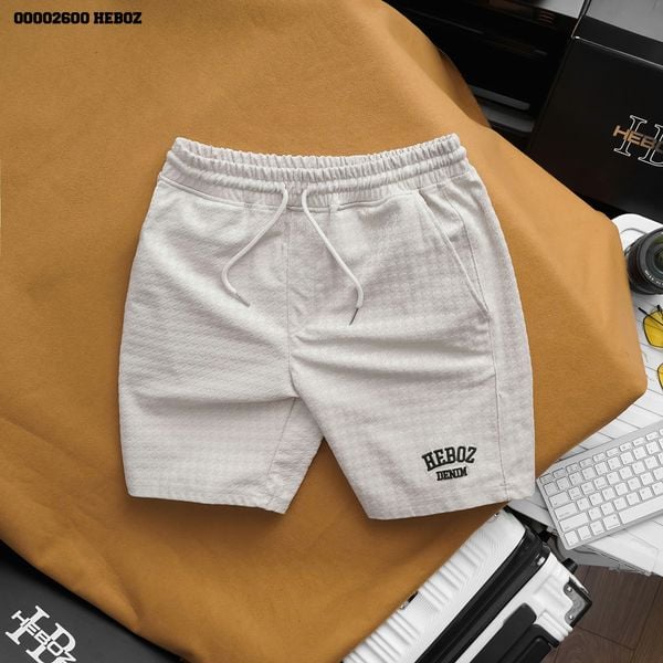 Quần short nam Heboz thun bộ hoạ tiết chìm 2M - 00002600 