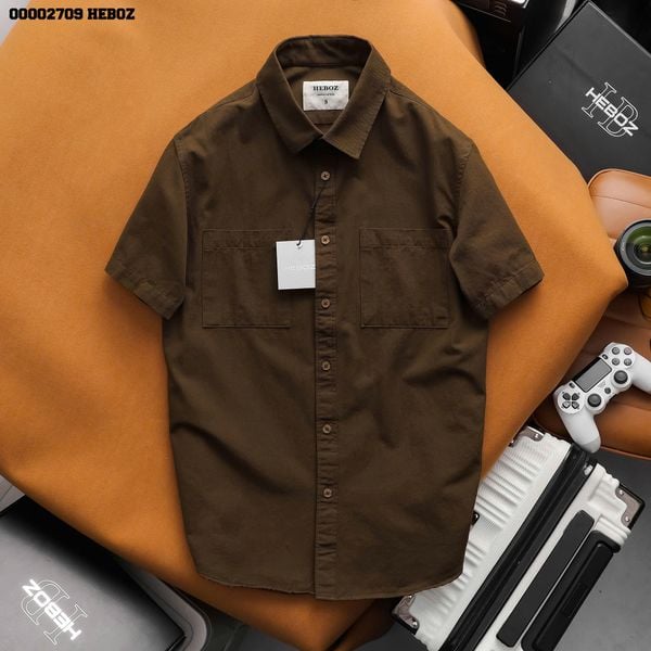  Áo sơ mi nam Heboz kaki NT 3M - 00002709 