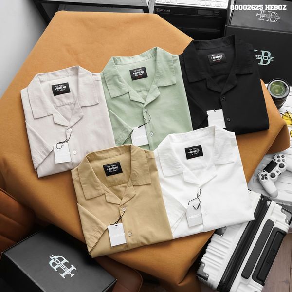  Áo sơ mi nam Heboz cổ pijama kaki 5M - 00002625 