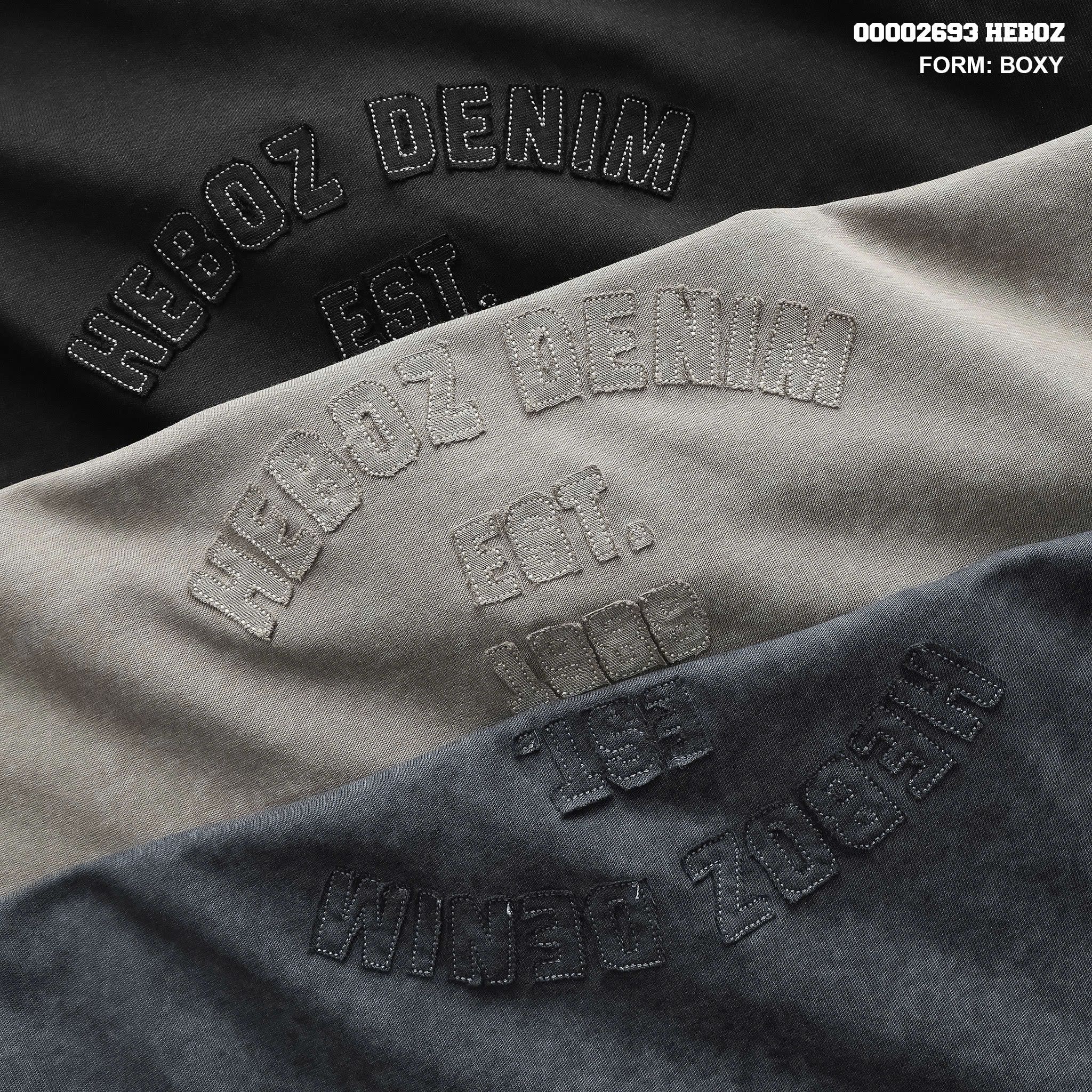  Áo thun nam Heboz wash chữ khối 3M - 00002693 