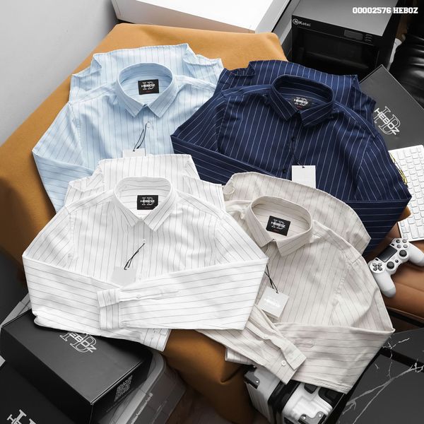  Áo sơ mi nam oxford sọc Heboz 4M - 00002576 