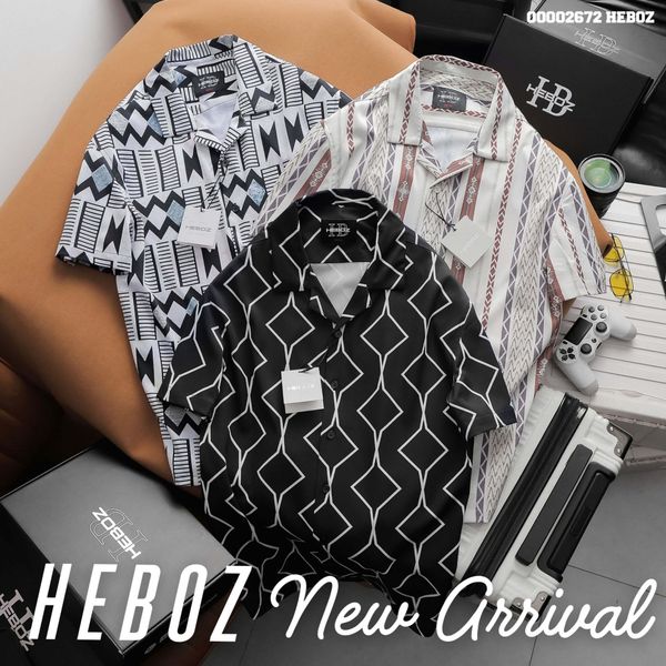  Áo sơ mi nam Heboz hoạ tiết 3M - 00002672 