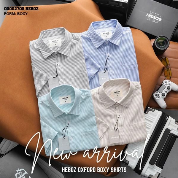  Áo sơ mi nam Heboz NT oxford boxy 4M - 00002705 