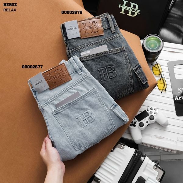  Quần short jean nam Heboz cargo S021 - 00002677 