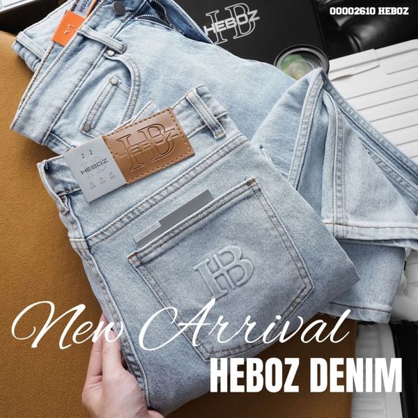  Quần jean nam Heboz form slim trơn D005 - 00002610 