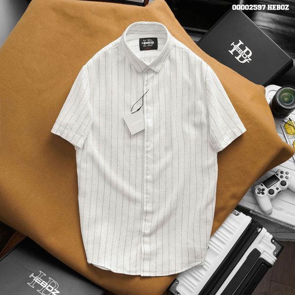  Áo sơ mi nam Heboz ngắn tay stripped linen 3M - 00002597 