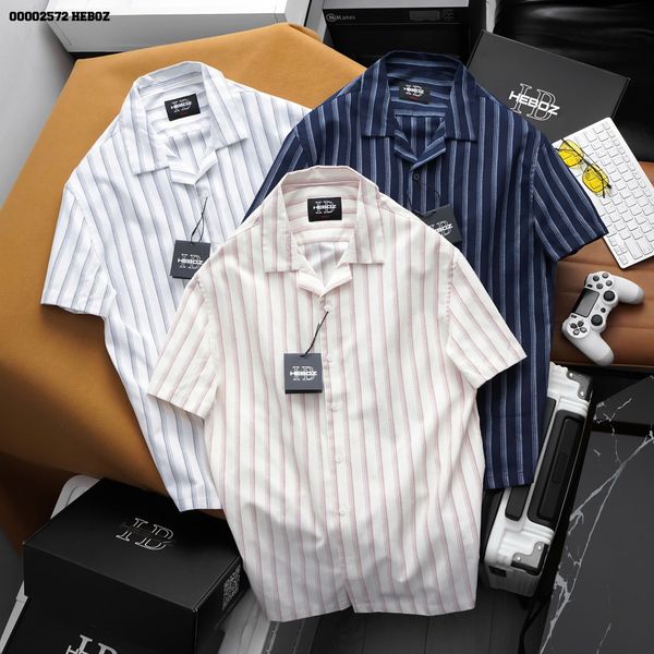 Áo sơ mi nam Heboz cổ pijama ox stripped 3M - 00002572 