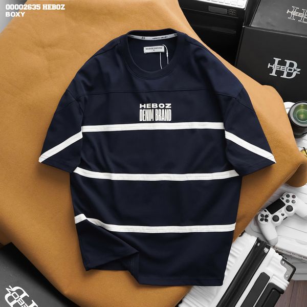  Áo thun nam Heboz chỉ viền boxy 2M - 00002635 