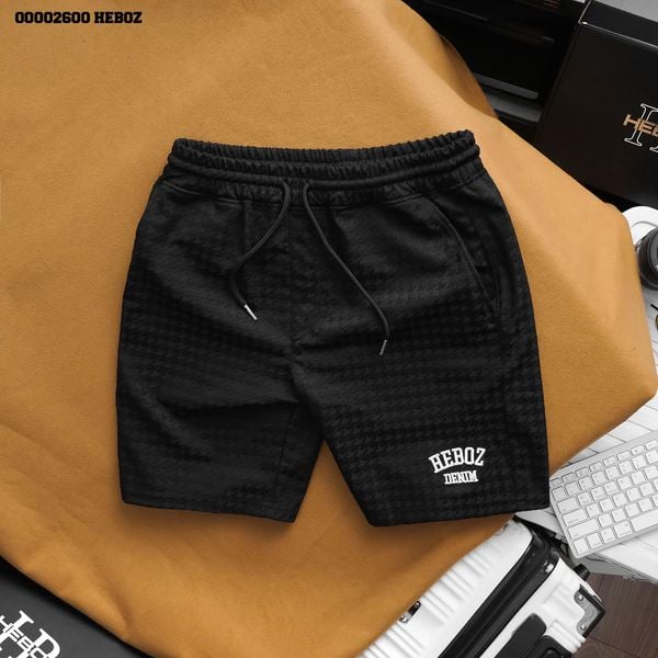  Quần short nam Heboz thun bộ hoạ tiết chìm 2M - 00002600 