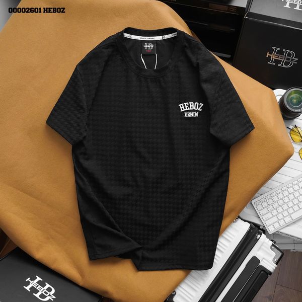  Áo thun nam Heboz bộ hoạ tiết chìm 2M - 00002601 