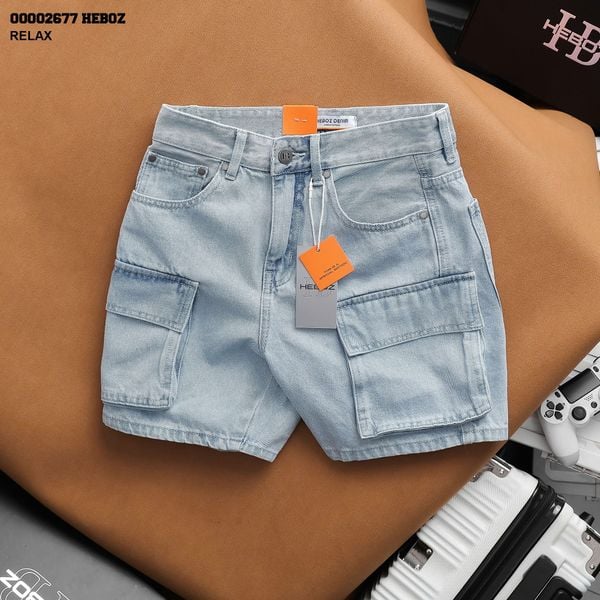  Quần short jean nam Heboz cargo S021 - 00002677 
