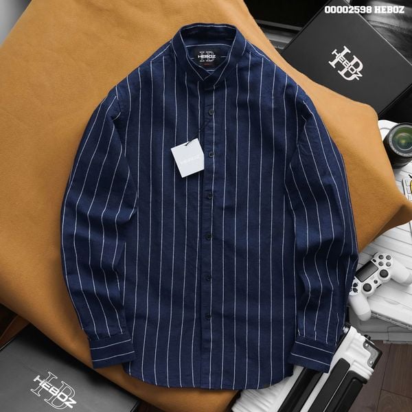  Áo sơ mi nam Heboz cổ trụ stripped linen 3M - 00002598 