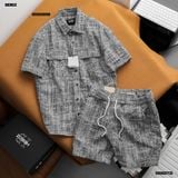  Áo sơ mi nam Heboz tay ngắn Jacquard 2 túi nắp 2M - 00002699 