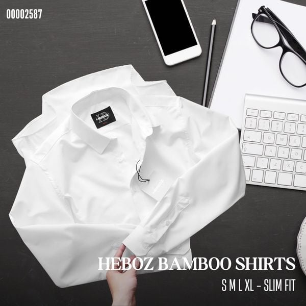 Áo sơ mi nam Heboz trắng bamboo 1M - 00002587 