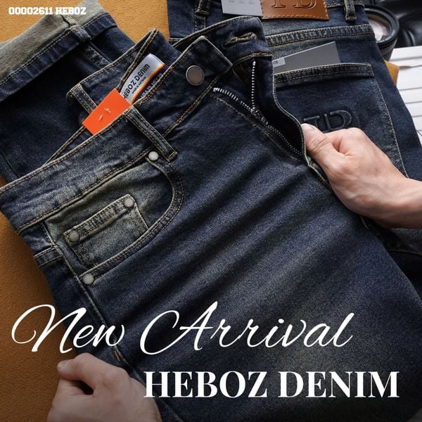  Quần jean nam Heboz form slim trơn D006 - 00002611 