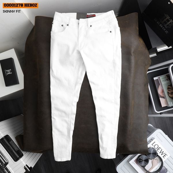  Quần jean trắng basic skinny Heboz - 00001278 