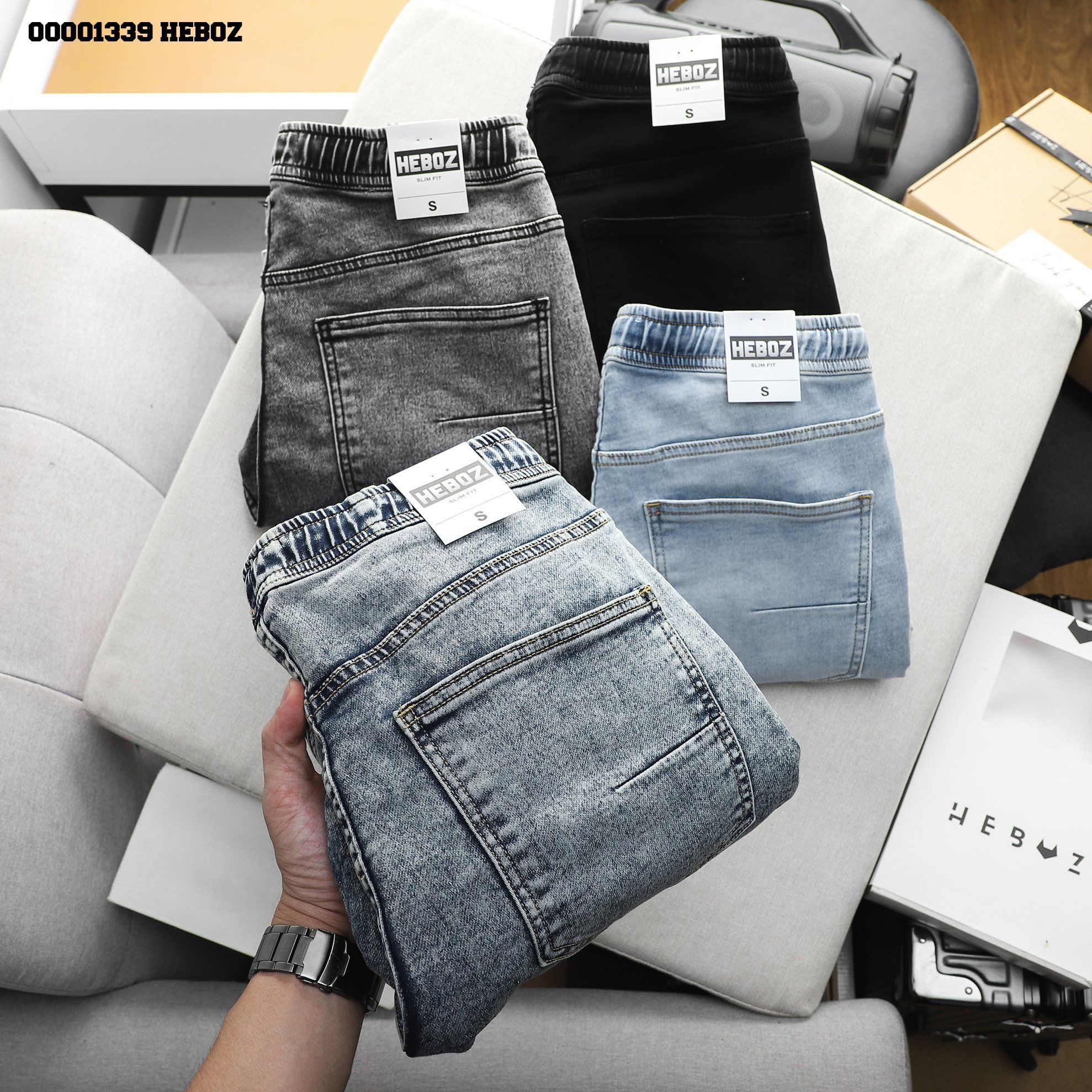  Quần short Bermuda denim mềm Heboz 4M - 00001339 