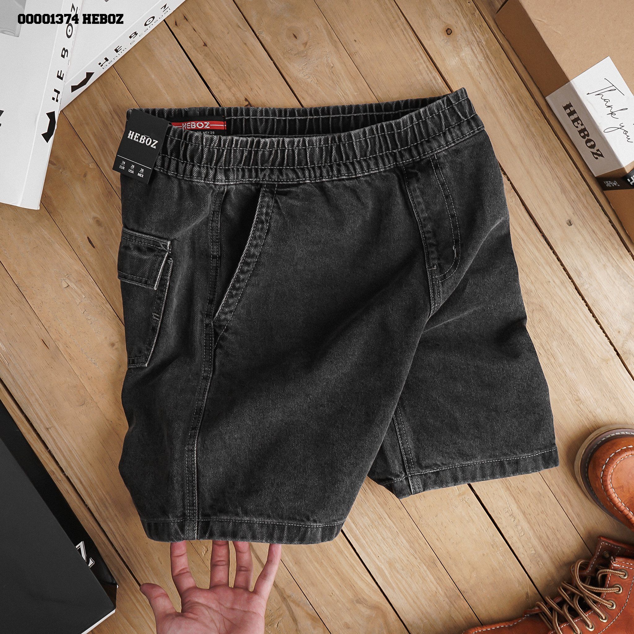  Quần short jean lưng thun Heboz 3M - 00001374 