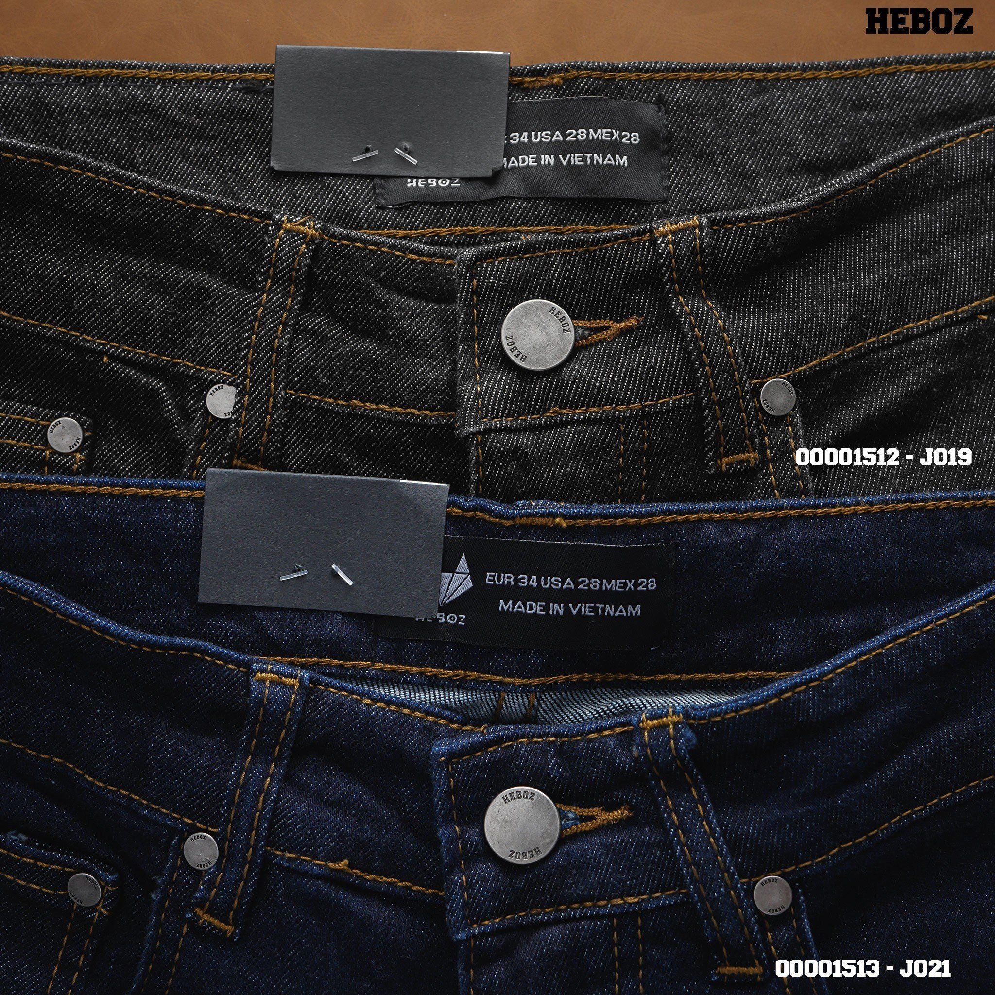  Quần jean indigo đen slim Heboz J019 - 00001512 