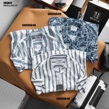  Áo sơ mi ngắn tay linen Stripe cổ V Heboz 2M - 00001646 