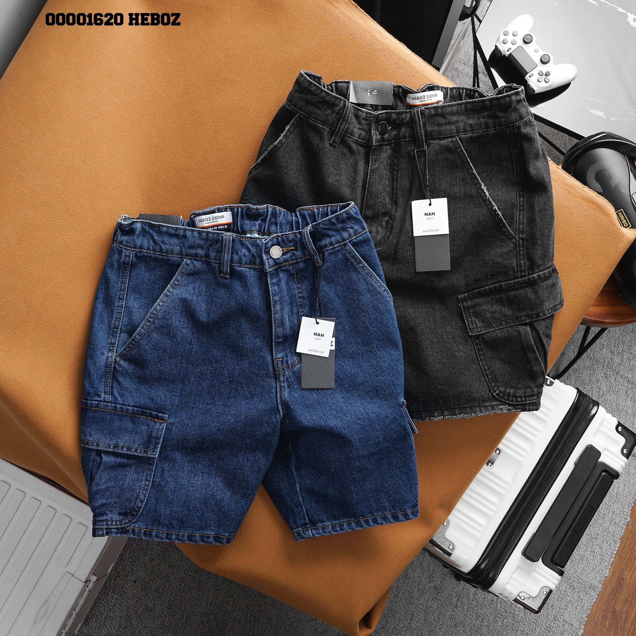  Quần short jean túi hộp lưng thun Heboz 2M - 00001620 