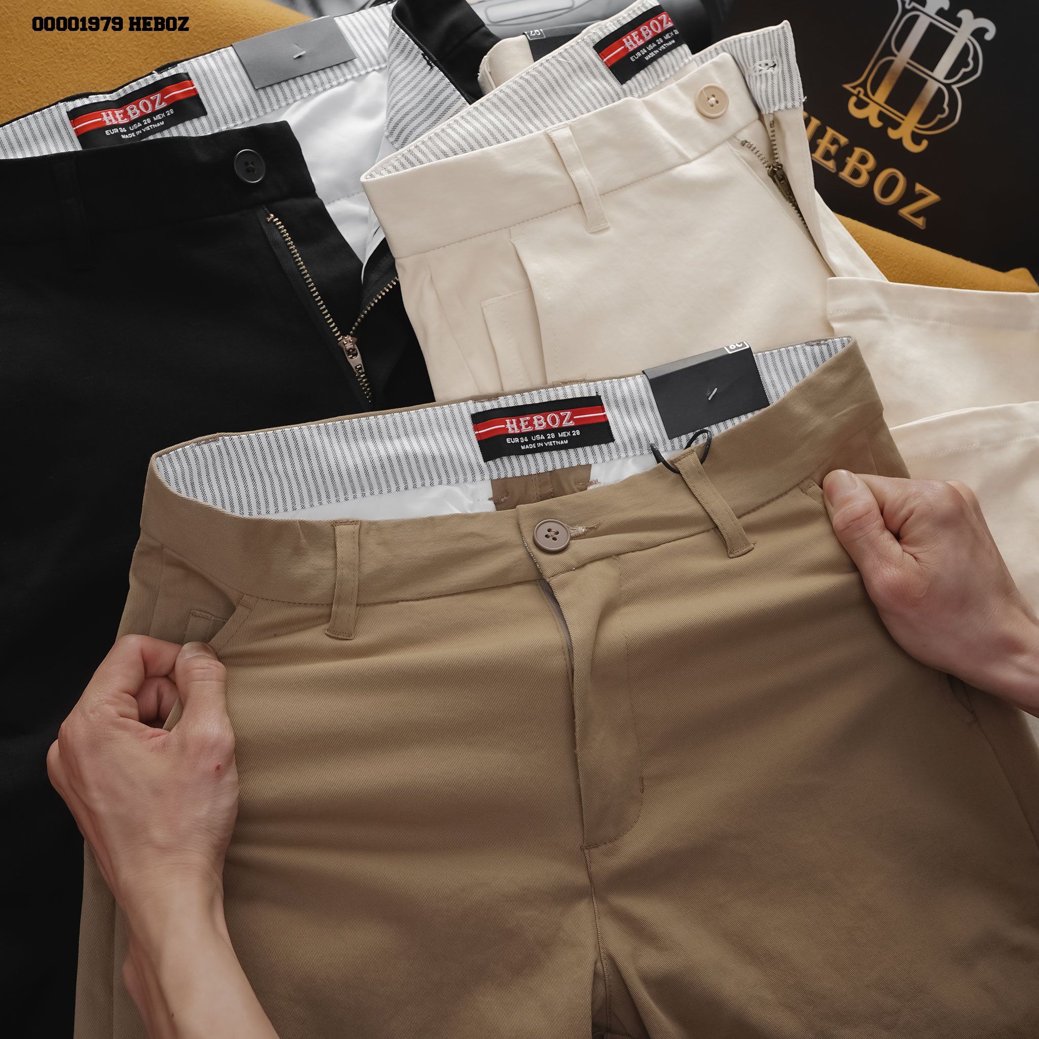  Quần kaki nam Heboz basic nhấn túi 3M - 00001979 