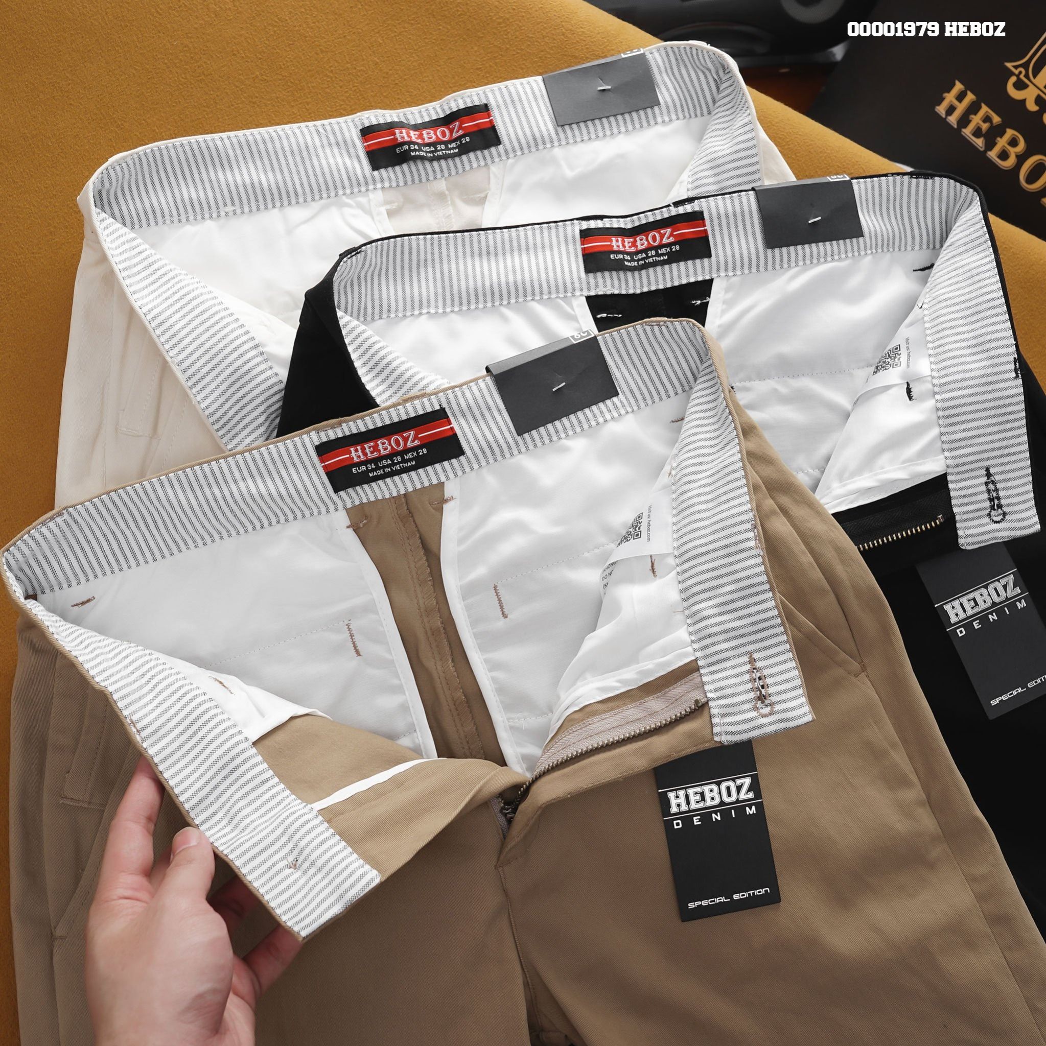  Quần kaki nam Heboz basic nhấn túi 3M - 00001979 