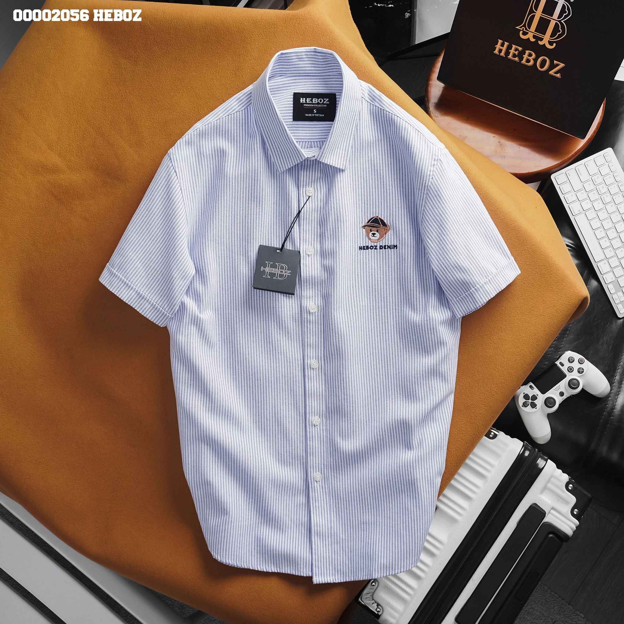  Áo sơ mi nam Heboz ngắn tay Oxford Bear 3M - 00002056 