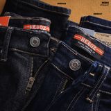  Quần jean nam Heboz dáng straight indigo xanh line - 00002117 