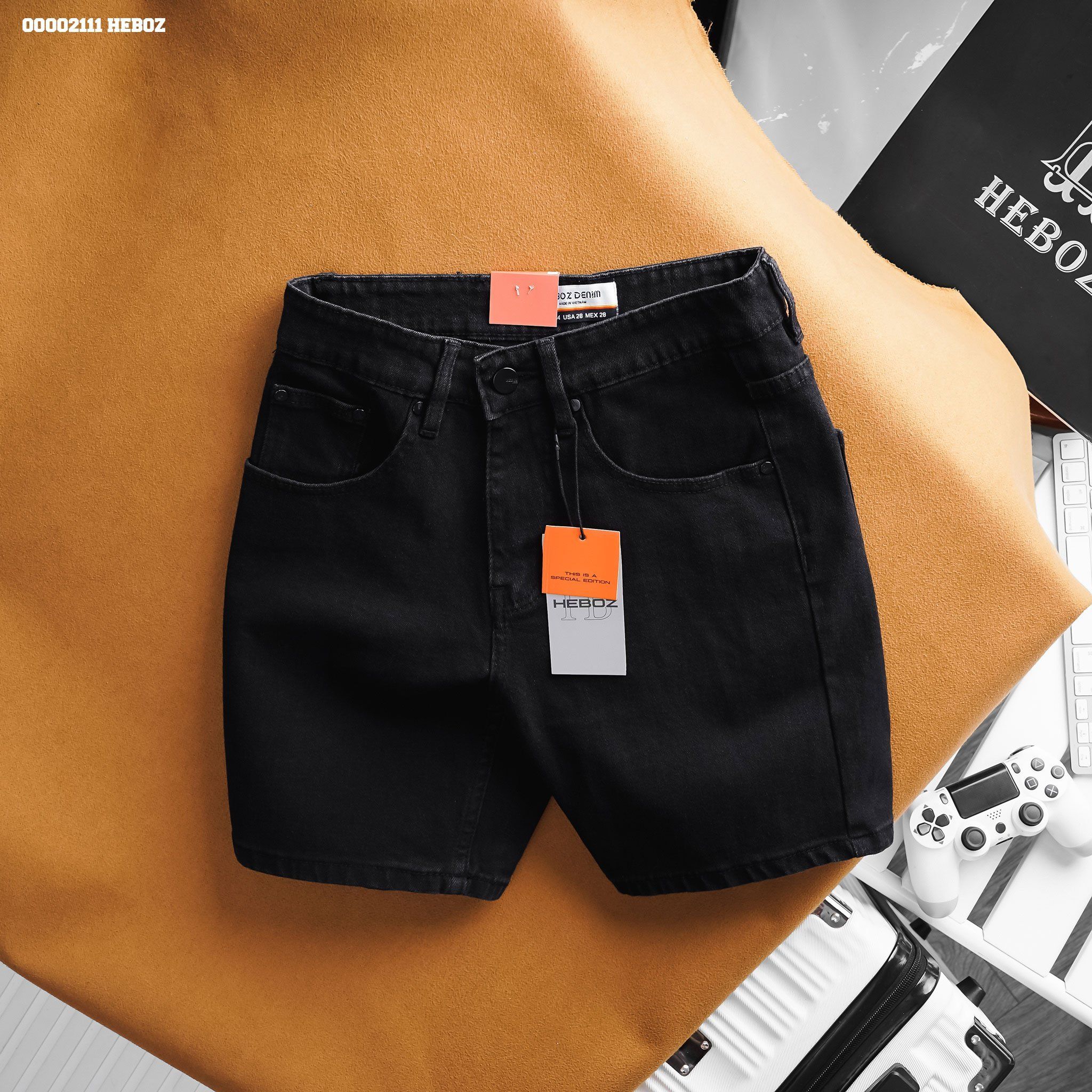  Quần short jean basic Heboz 015 (đen) - 00002111 